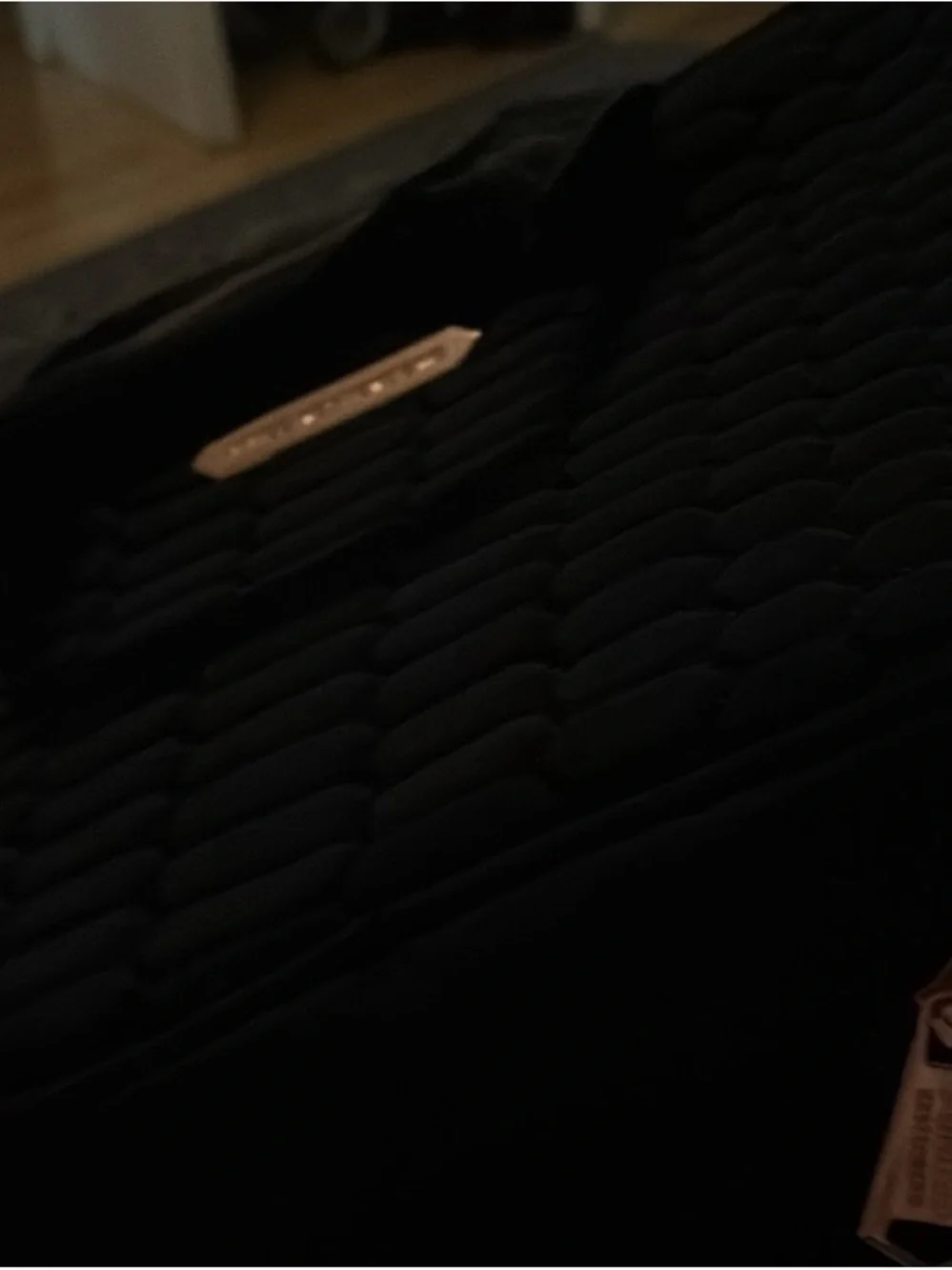 Aimee Kestenberg Black Quilted Cosmetic Case with Gold Plate